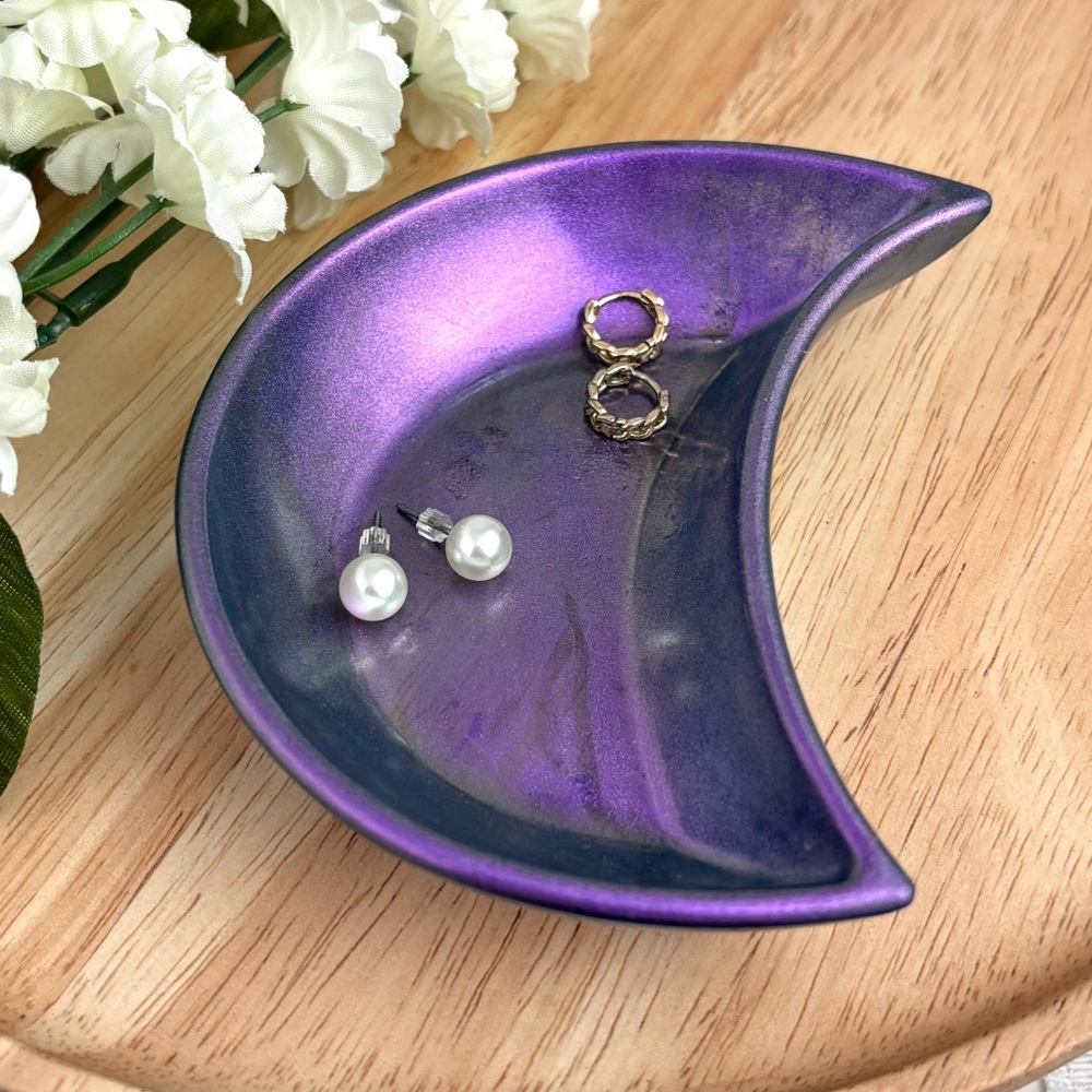 Crescent Moon Purple Jewelry Tray - Decorative Home Accent